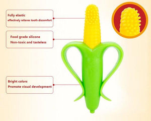 Infant Baby Teether Toy Silicone Banana Corn Baby Teethers Toy Soothing Teething Pacifier Chew Infant Oral Tooth Brush 7-9Months